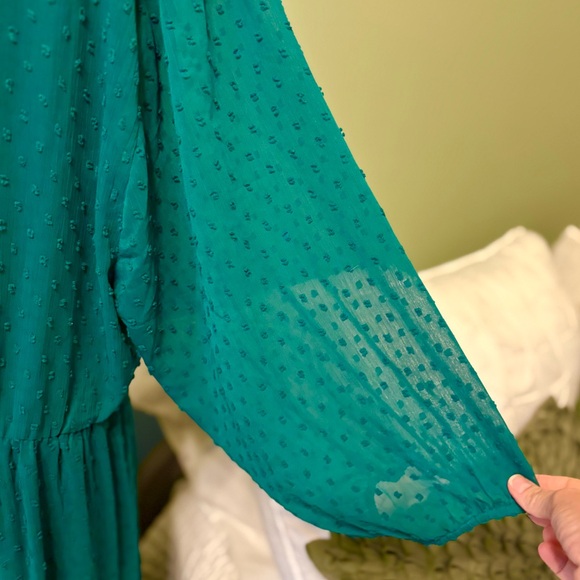 Torrid 4X Kelly Green Peasant Chiffon maxi dress long slip dress layered  24 26 - Picture 11 of 16